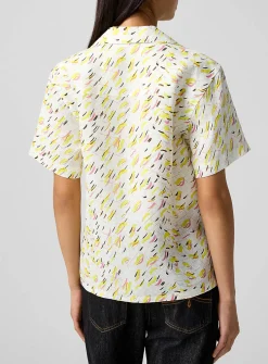 Brushstroke Wave printed linen shirt