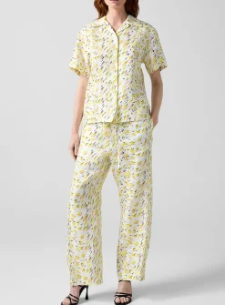 Brushstroke Wave printed linen pant