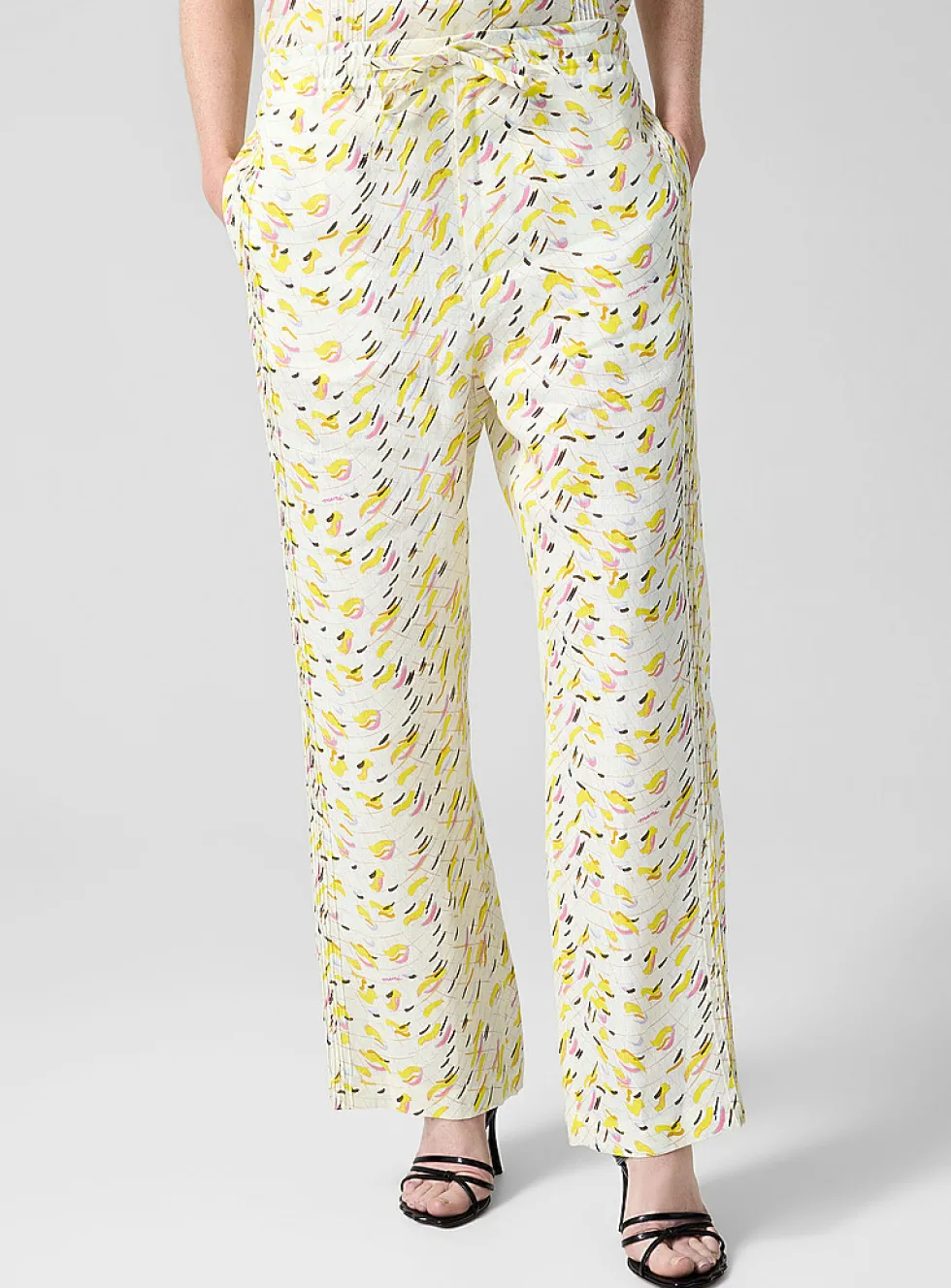 Brushstroke Wave printed linen pant