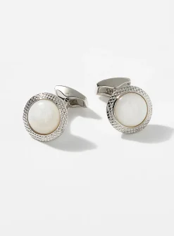 Bullseye mother-of-pearl cufflinks