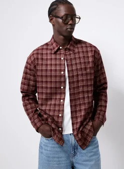Burgundy check flannel shirt