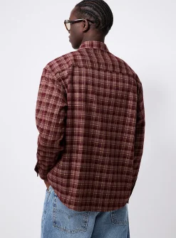 Burgundy check flannel shirt