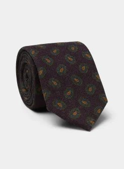 Burgundy paisley pure wool tie