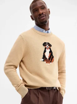 Burnese mountain dog jacquard sweater