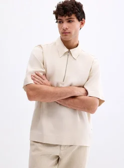 Burno zipped polo-collar shirt