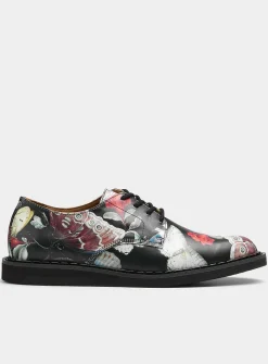 Butterfly print derby shoes