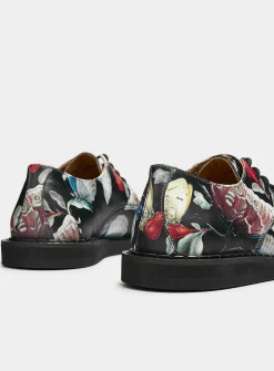 Butterfly print derby shoes