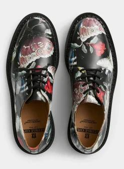 Butterfly print derby shoes