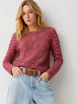 Buttoned back crocheted sweater