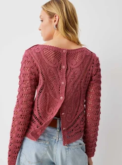 Buttoned back crocheted sweater