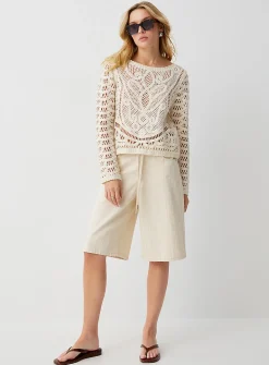 Buttoned back crocheted sweater