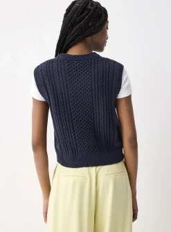Buttoned cable-knit sweater vest