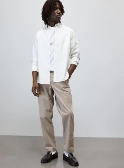 Buttoned elastic-waist chinos