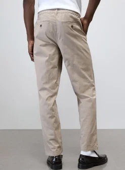 Buttoned elastic-waist chinos