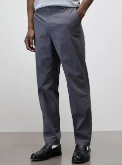 Buttoned elastic-waist chinos