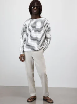 Buttoned elastic-waist chinos