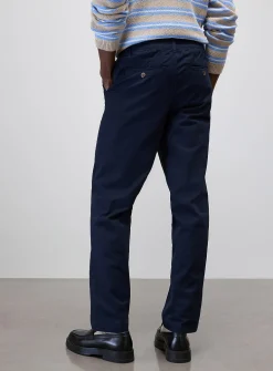 Buttoned elastic-waist chinos