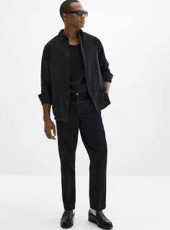 Buttoned elastic-waist chinos