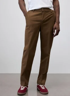Buttoned elastic-waist chinos