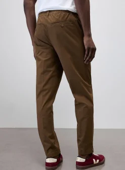 Buttoned elastic-waist chinos