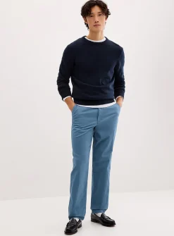 Buttoned elastic-waist chinos