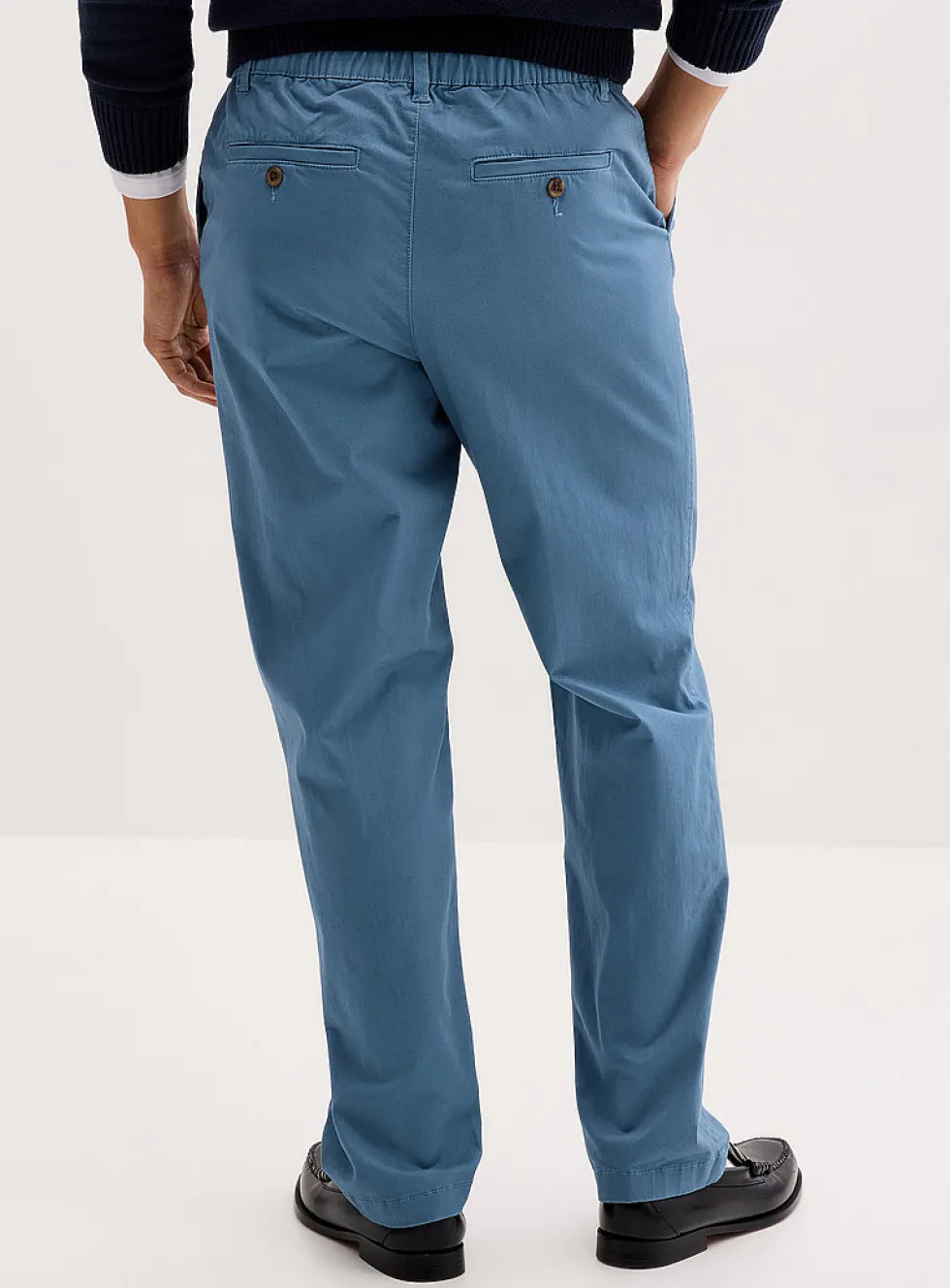 Buttoned elastic-waist chinos