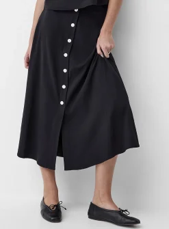 Buttoned midi skirt