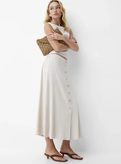 Buttoned midi skirt
