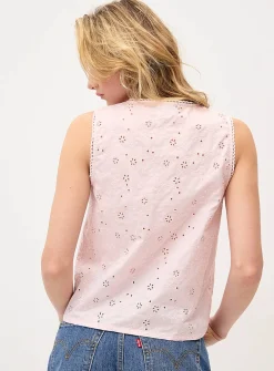 Buttoned organic cotton cami