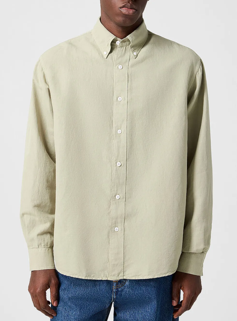 Buttoned points cotton-linen shirt