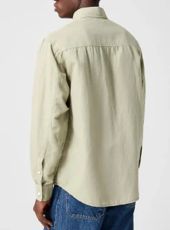 Buttoned points cotton-linen shirt