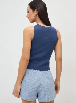 Buttoned rib-knit vest