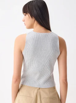Buttoned rib-knit vest