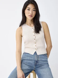 Buttoned rib-knit vest