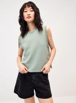 Buttoned-side cotton sweater vest