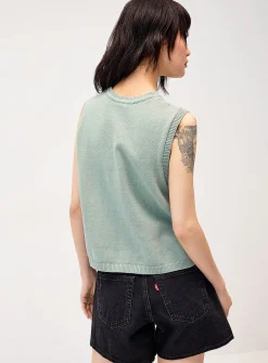 Buttoned-side cotton sweater vest