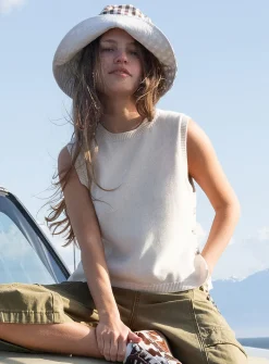 Buttoned-side cotton sweater vest