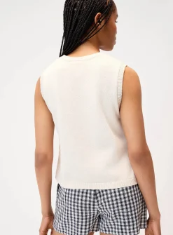 Buttoned-side cotton sweater vest