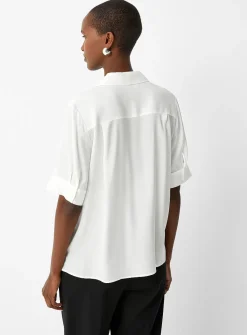 Buttoned-sleeve silk shirt