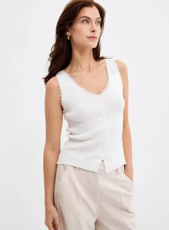 Buttons and lace ribbed cami