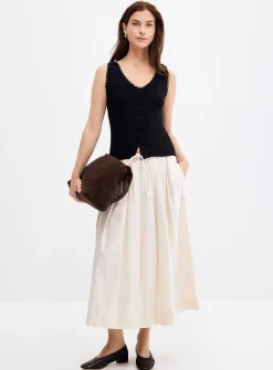 Buttons and lace ribbed cami