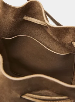 Cabas leather and suede bucket bag