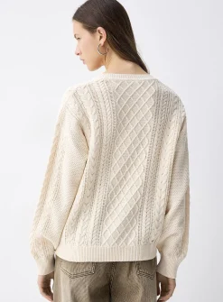 Cable-knit Henley sweater