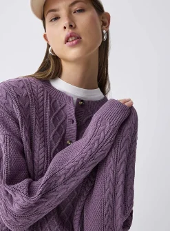 Cable-knit Henley sweater