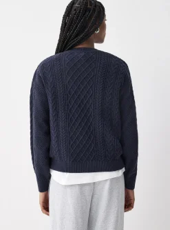 Cable-knit Henley sweater