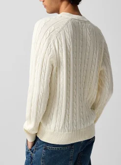 Cable-knit V-neck sweater