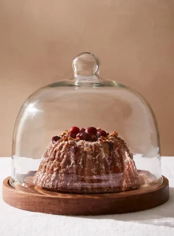 Cake stand with glass bell