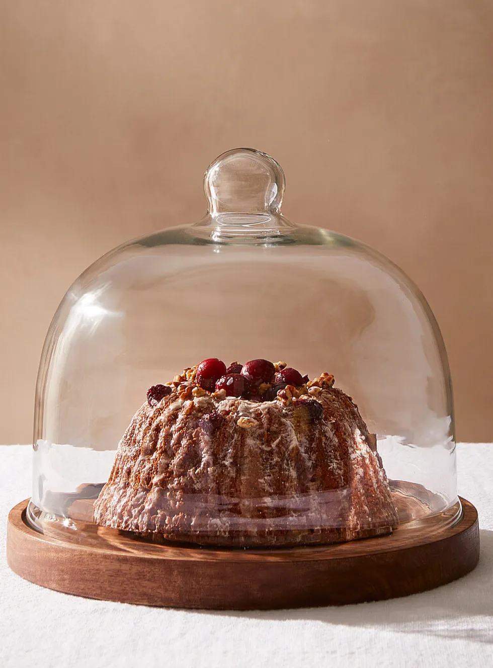 Cake stand with glass bell