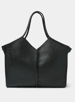Calella black leather tote bag