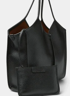 Calella black leather tote bag